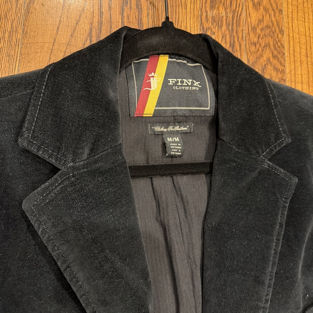 Vintage New Fink Blazer Mens Med Dark Blue Velvet Velour Lined 70s Retro - Picture 2 of 16